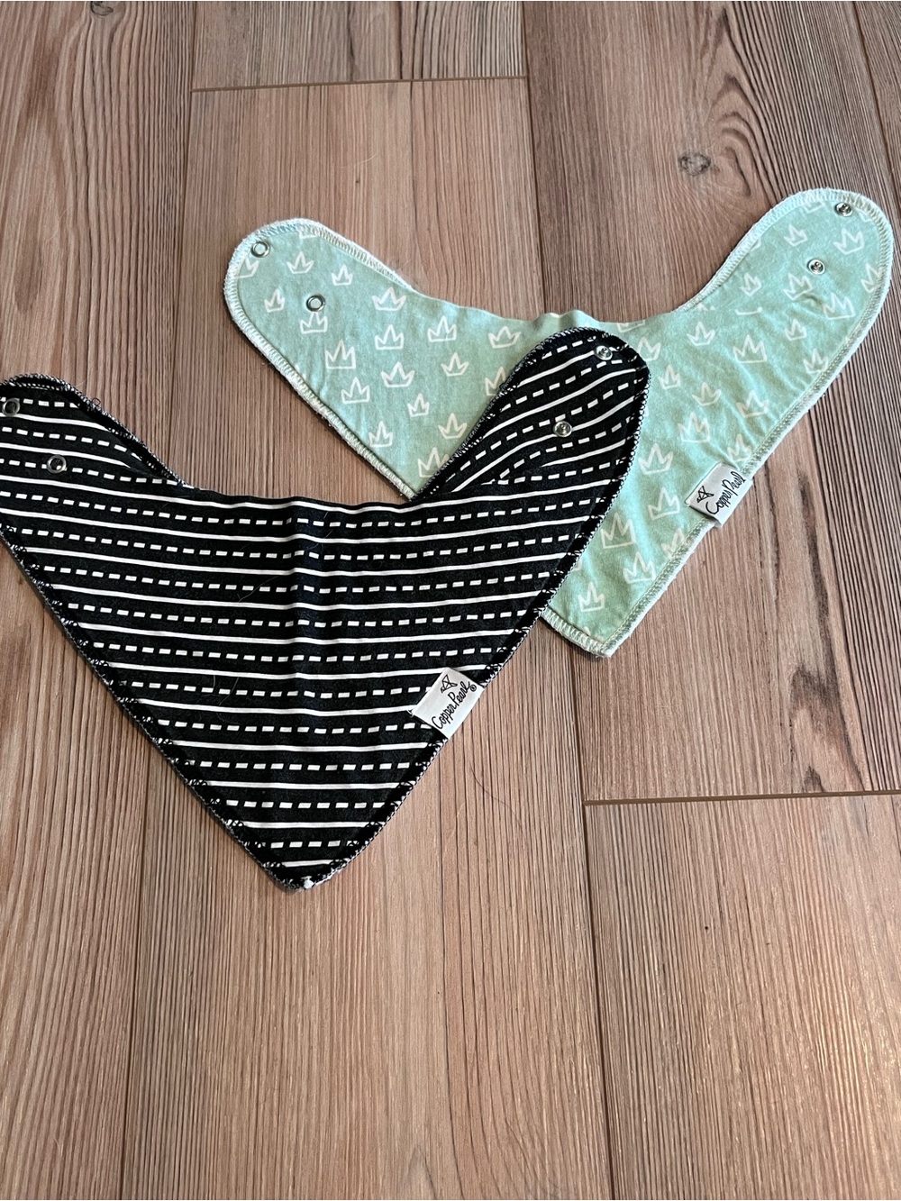 Carter's Mint Crown & Black Stripe Bandana Bibs - 2 Pack